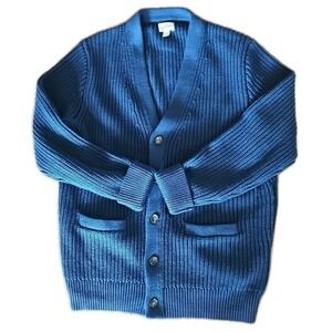 J Crew Sweater Fits Mens Small Blue Cardigan Knit Cotton Preppy Dark Navy